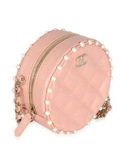 Alternative view of Chanel Replica Pink Quilted Calfskin Pearl Round Clutch