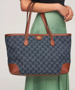 Alternative view of GUCCI Md Ophidia Gg Jacquard Denim Tote Bag