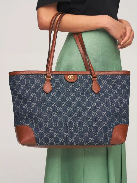GUCCI Md Ophidia Gg Jacquard Denim Tote Bag - Image 2