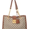 Gucci GG Supreme Padlock Shoulder Bag Brown