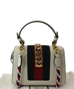 Alternative view of GUCCI  Sylvie Mini Leather Top Handle White Bag