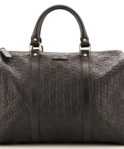 GUCCI GG ssima Leather Chocolate Boston Bag