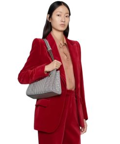 Alternative view of Gucci small GG Marmont tote bag Gray