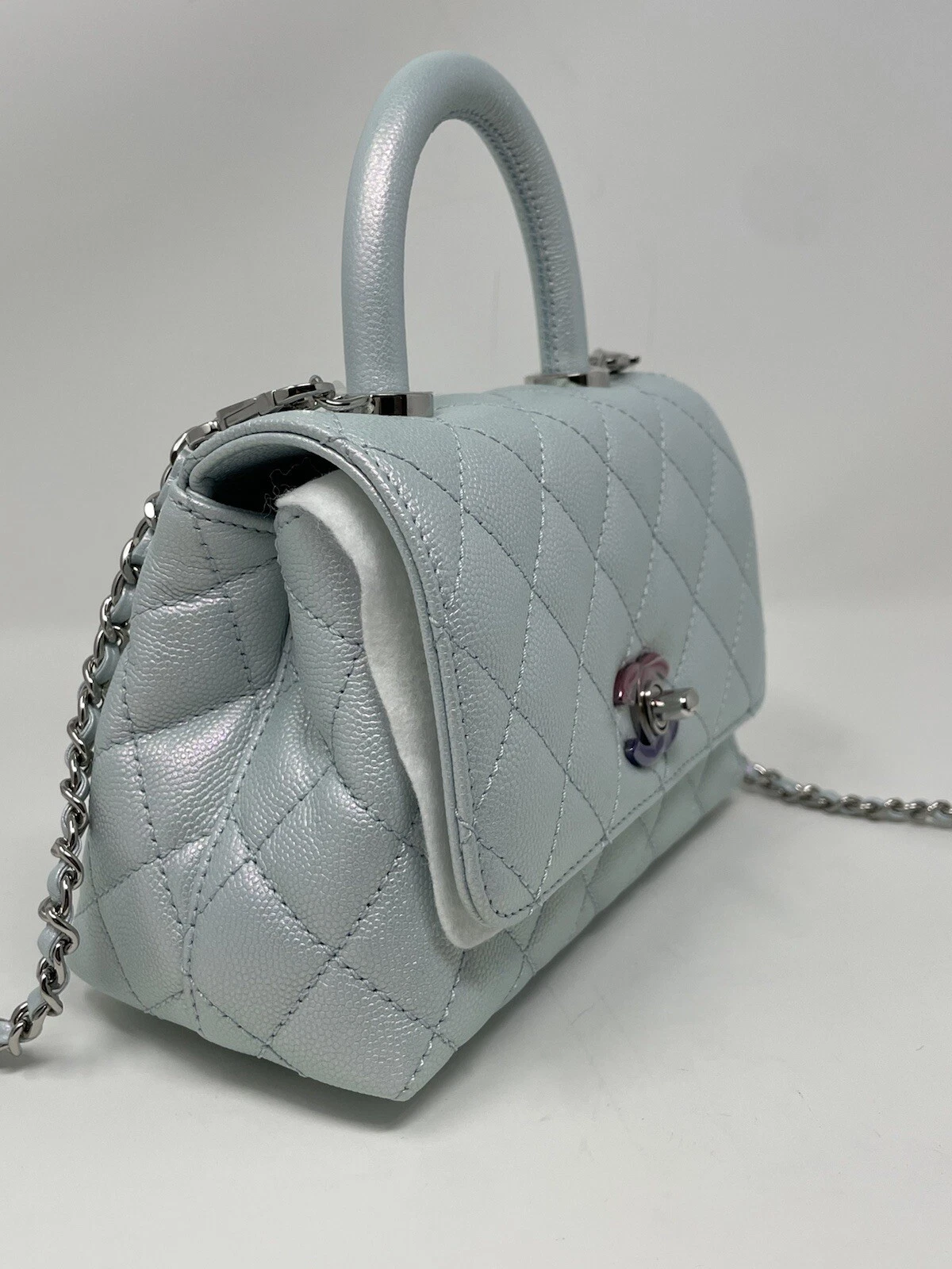 CHANEL Replica Coco Extra Mini Top Handle Light Blue Bag - Image 2