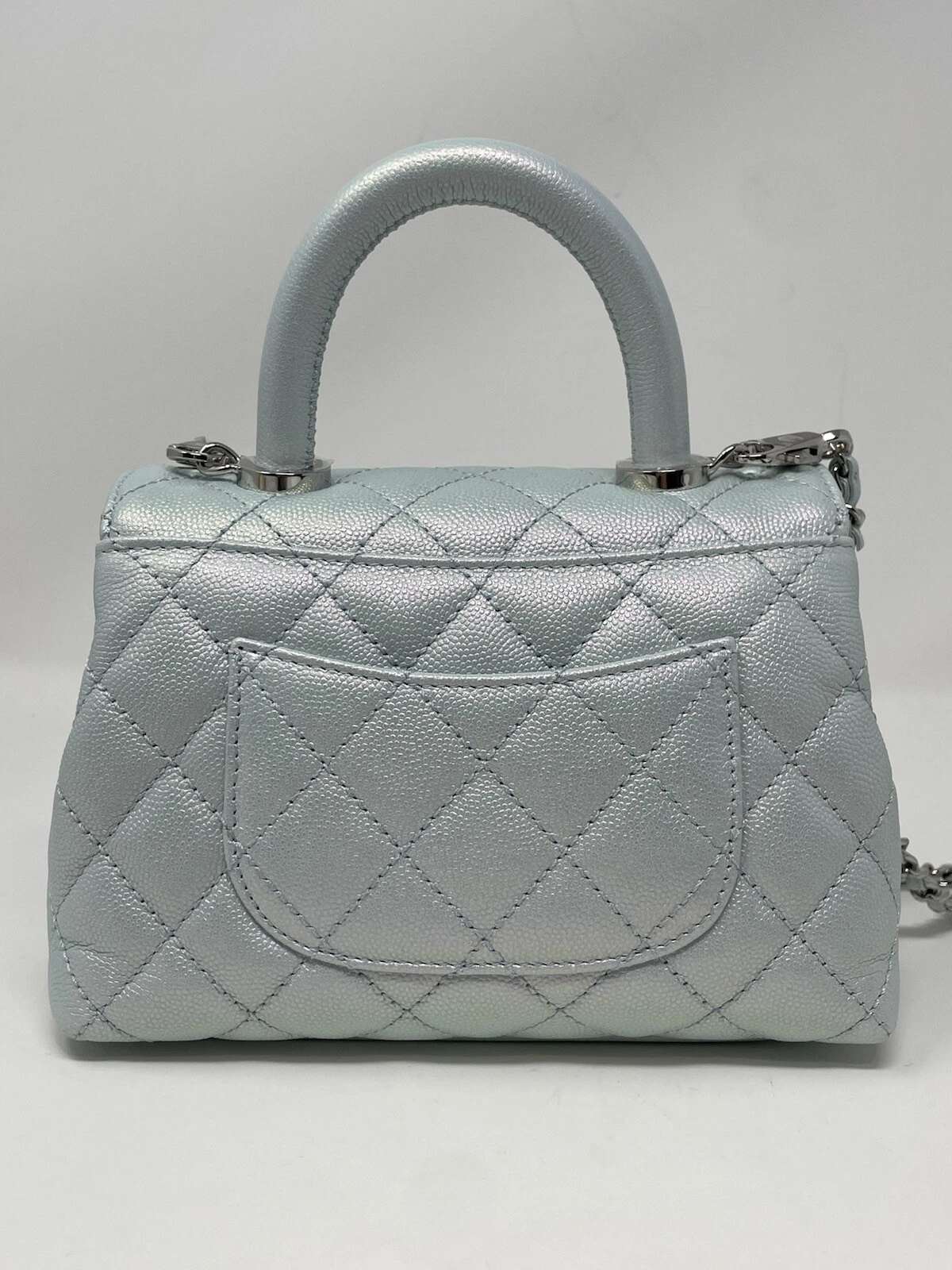 CHANEL Replica Coco Extra Mini Top Handle Light Blue Bag - Image 4