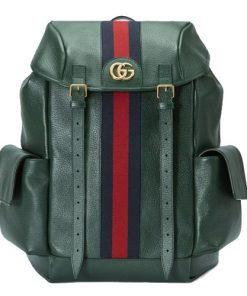 Ophidia GG medium backpack Green leather